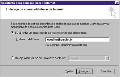 Endereo de correio eletrnico na Internet,  Eu j tenho um endereo de correio eletrnico que desejo usar, Endereo Eletrnico.
